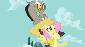 Discord_holding_Fluttershy_S3E10