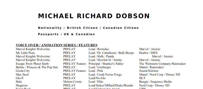 Michael Richiard Dobson Stagione 4