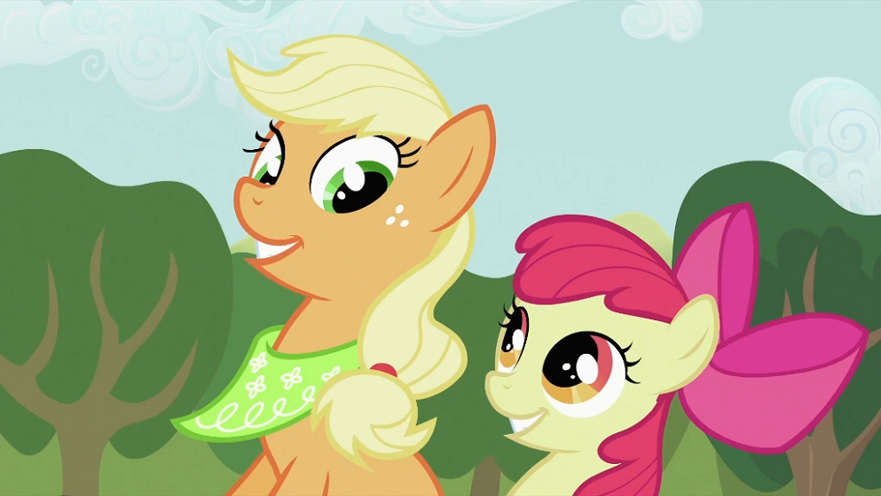 Applejack_and_Apple_Bloom_grinning_S2E05