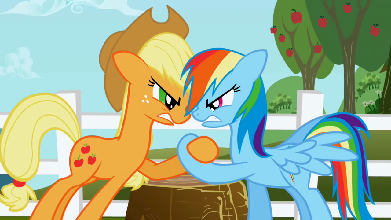 Applejack_and_Rainbow_Dash_hoof_wrestling_S1E03