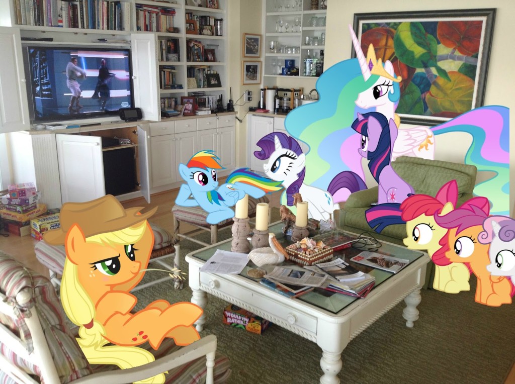 ponies_watching_star_wars_in_folly_cottage__pt__1__by_pfmiv-d5reqw6